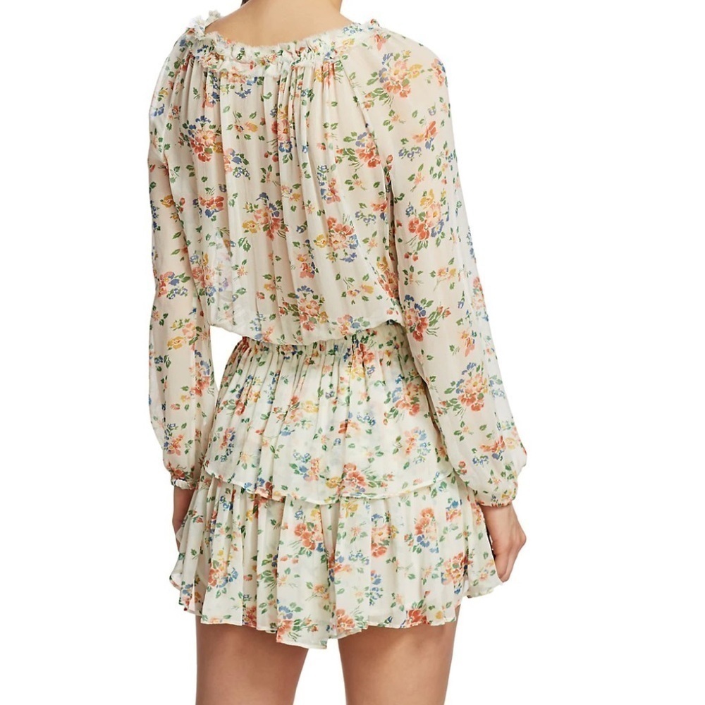 LoveShackFancy Floral Popover Silk Dress - Picture 5 of 12